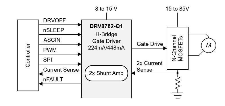 Schematic - Texas Instruments DRV8762-Q1 H-Bridge Gate Driver